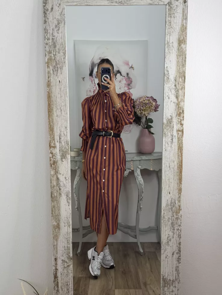 Vestido rayas anchas teja