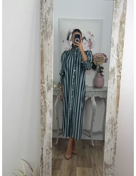 Vestido rayas anchas azules