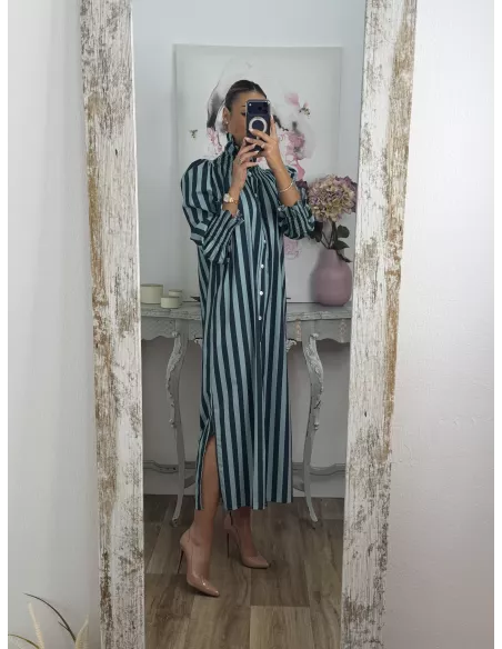 Vestido rayas anchas azules