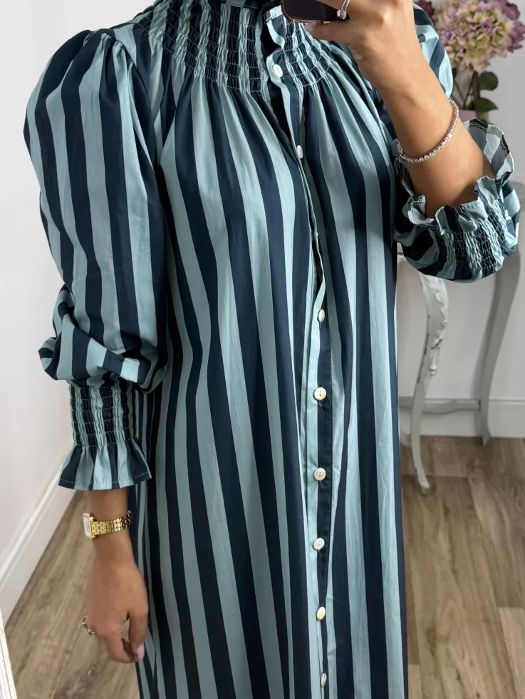 Vestido rayas anchas azules