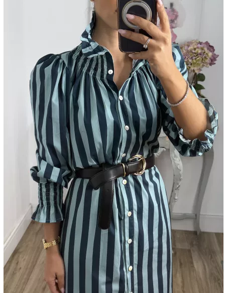 Vestido rayas anchas azules