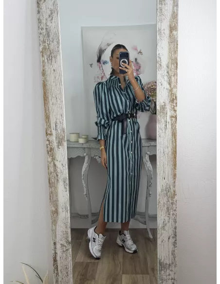 Vestido rayas anchas azules