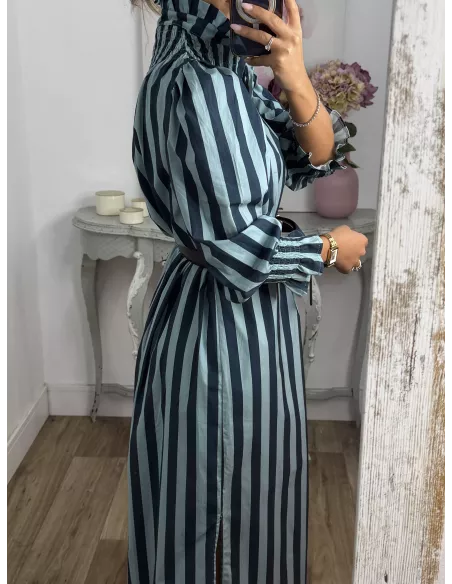 Vestido rayas anchas azules
