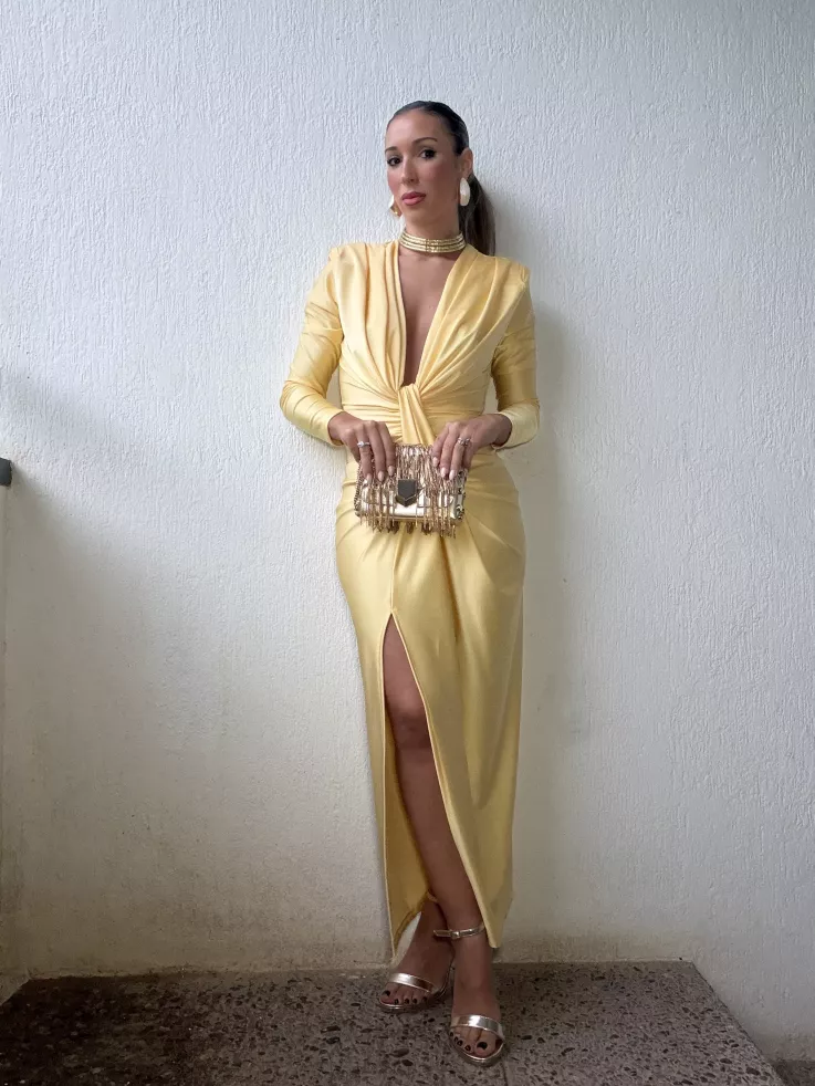 Vestido Oriana amarillo manga larga