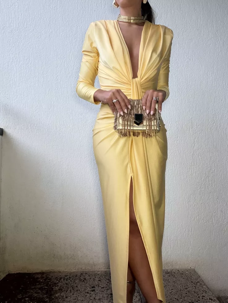Vestido Oriana amarillo manga larga