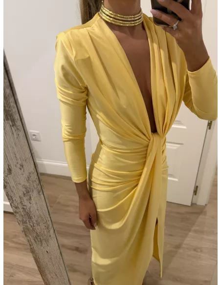 Vestido Oriana amarillo manga larga