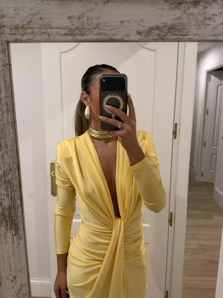 Vestido Oriana amarillo manga larga