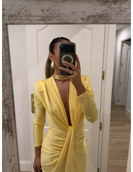 Vestido Oriana amarillo manga larga