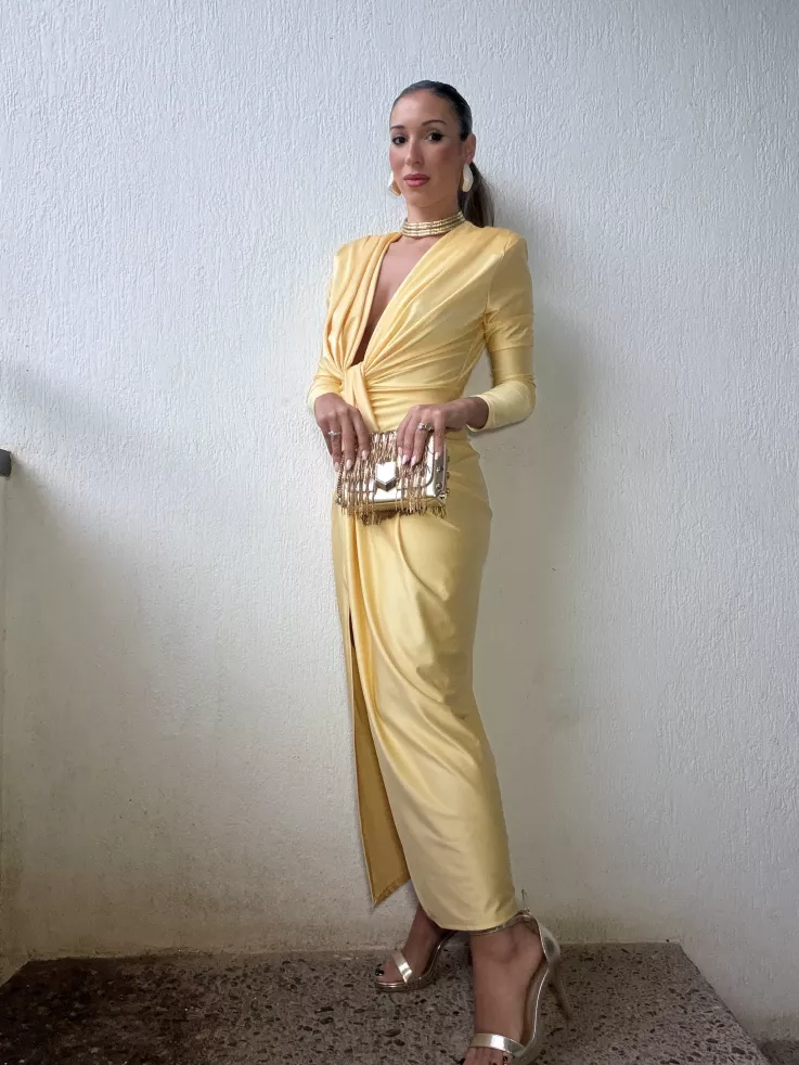 Vestido Oriana amarillo manga larga