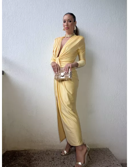 Vestido Oriana amarillo manga larga