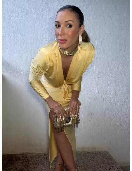 Pendientes dorado y hueso