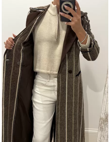 Abrigo Dalia marrón de rayas