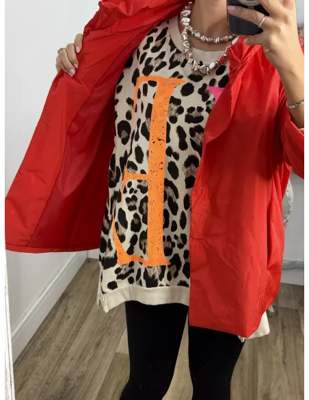 Cortavientos cuello chimenea rojo