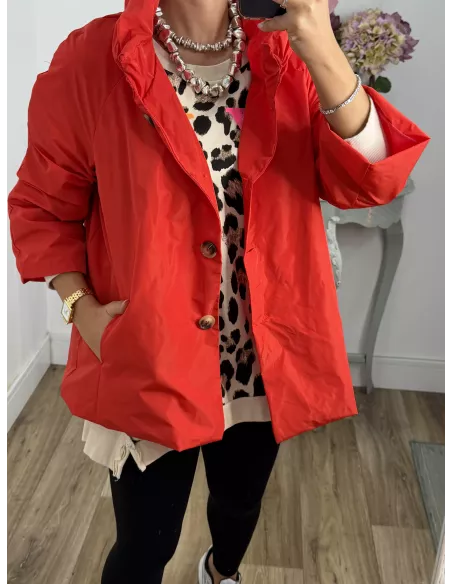 Cortavientos cuello chimenea rojo