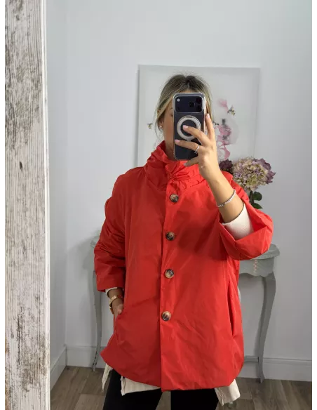 Cortavientos cuello chimenea rojo