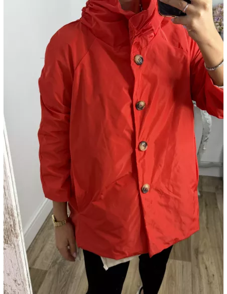 Cortavientos cuello chimenea rojo