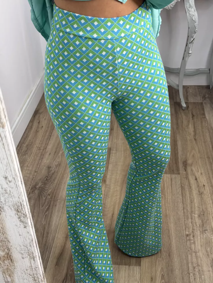 Pantalón Margot campana tonos verde