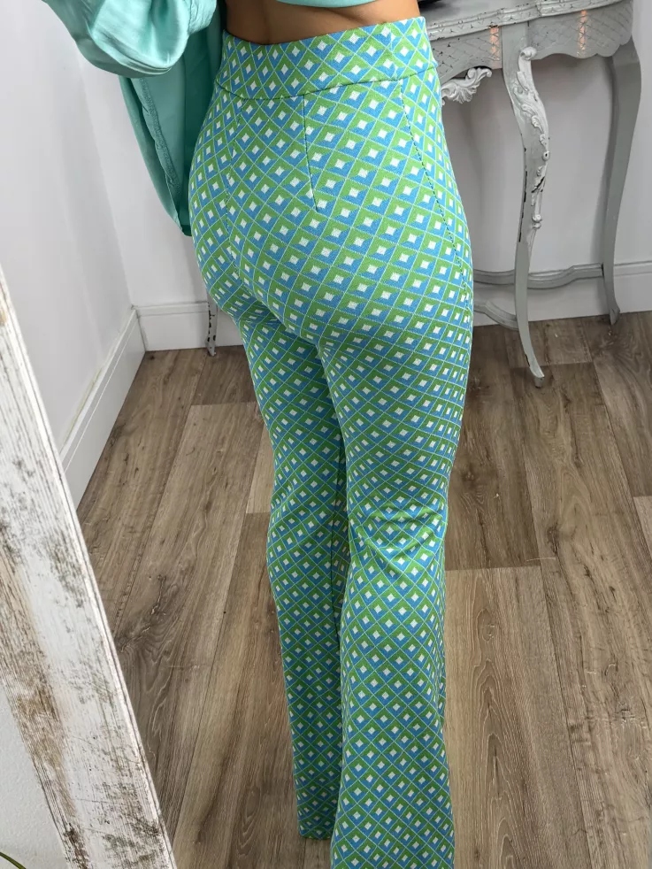 Pantalón Margot campana tonos verde