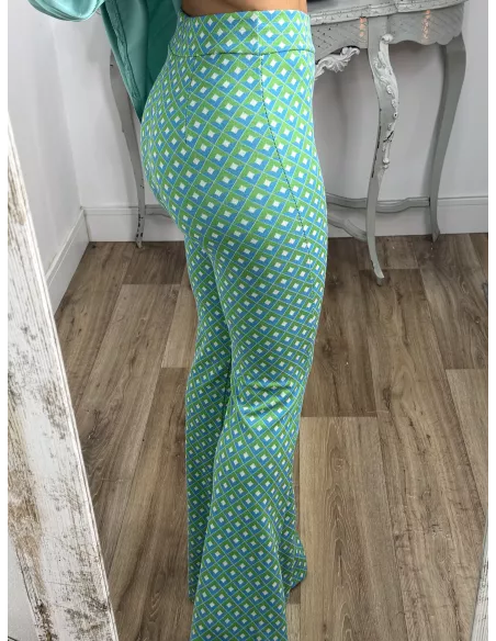 Pantalón Margot campana tonos verde