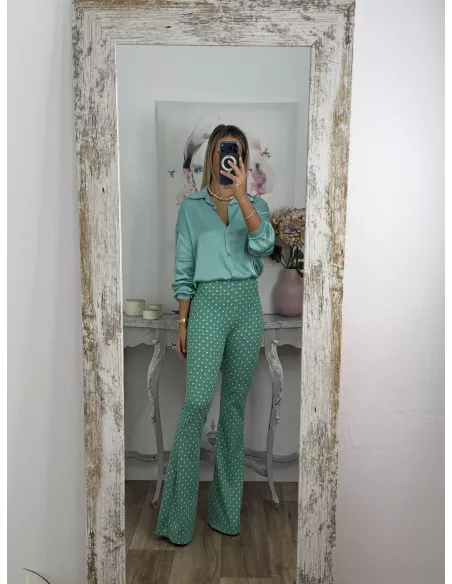 Pantalón Margot campana tonos verde