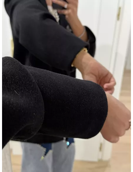 Chaqueta oversize negra parches