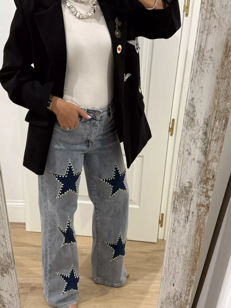 Chaqueta oversize negra parches