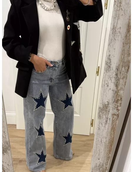 Chaqueta oversize negra parches