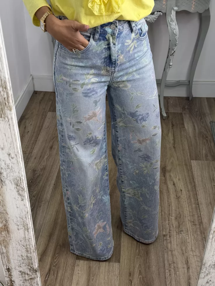 Jeans estampado tonos verdeagua
