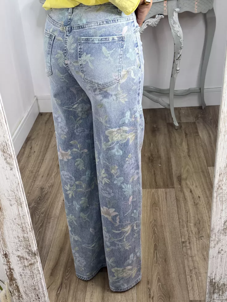 Jeans estampado tonos verdeagua