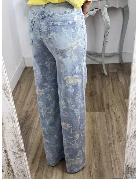 Jeans estampado tonos verdeagua