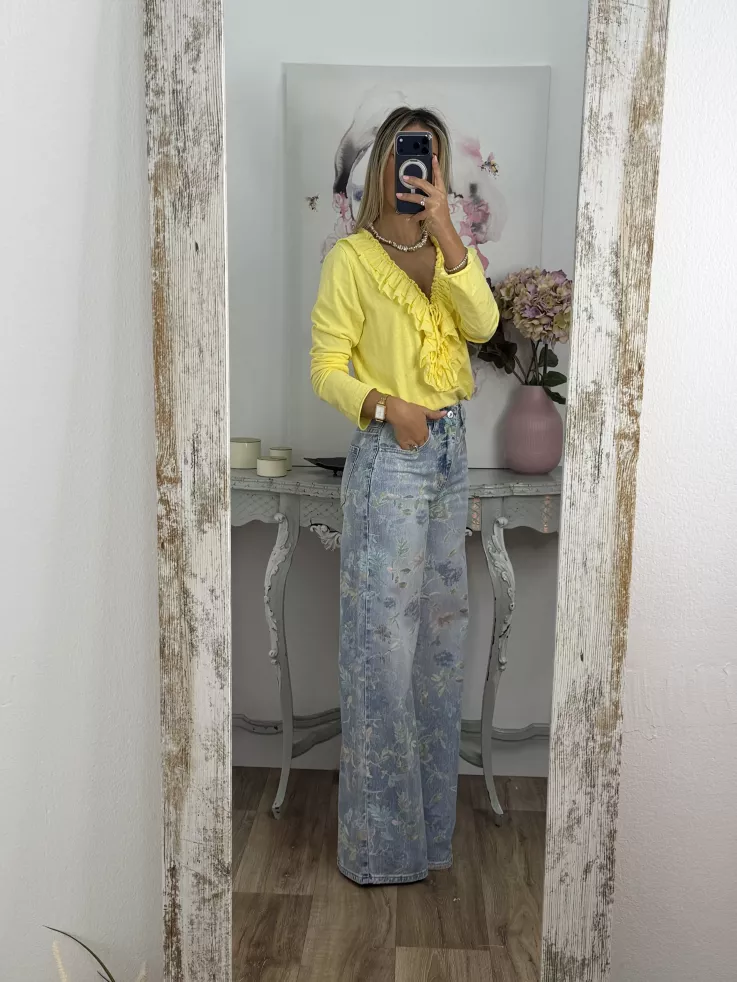 Jeans estampado tonos verdeagua