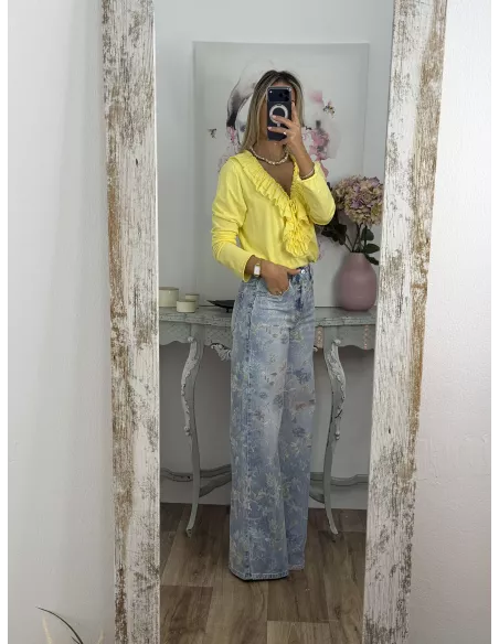 Jeans estampado tonos verdeagua