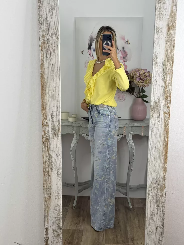 Jeans estampado tonos verdeagua