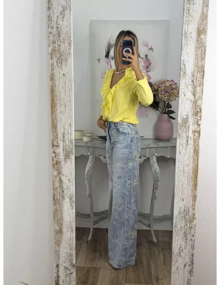 Jeans estampado tonos verdeagua