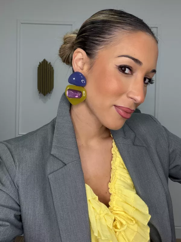 Pendientes morado y amarillo