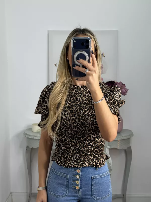 Camisa nido abeja print leo