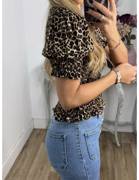 Camisa nido abeja print leo