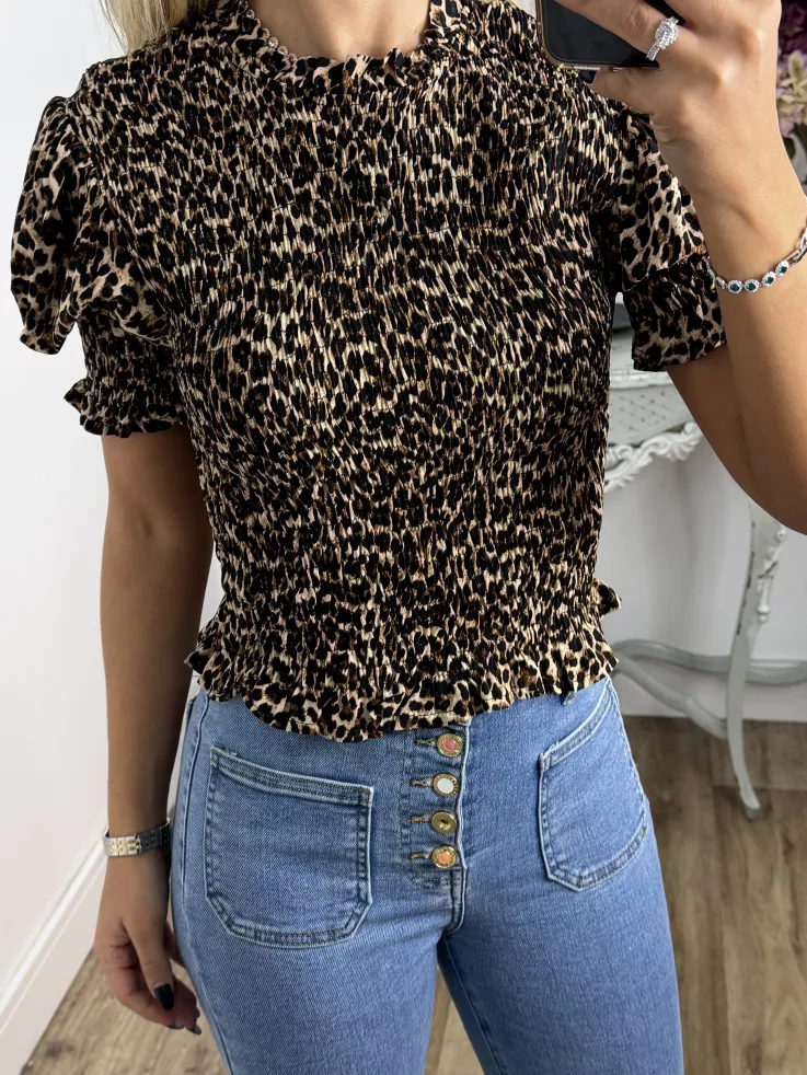 Camisa nido abeja print leo