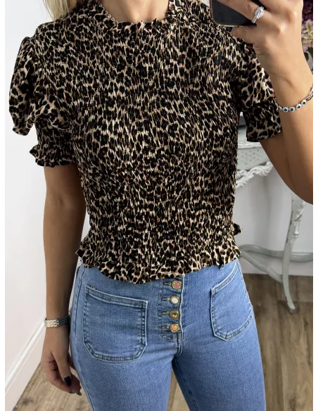 Camisa nido abeja print leo