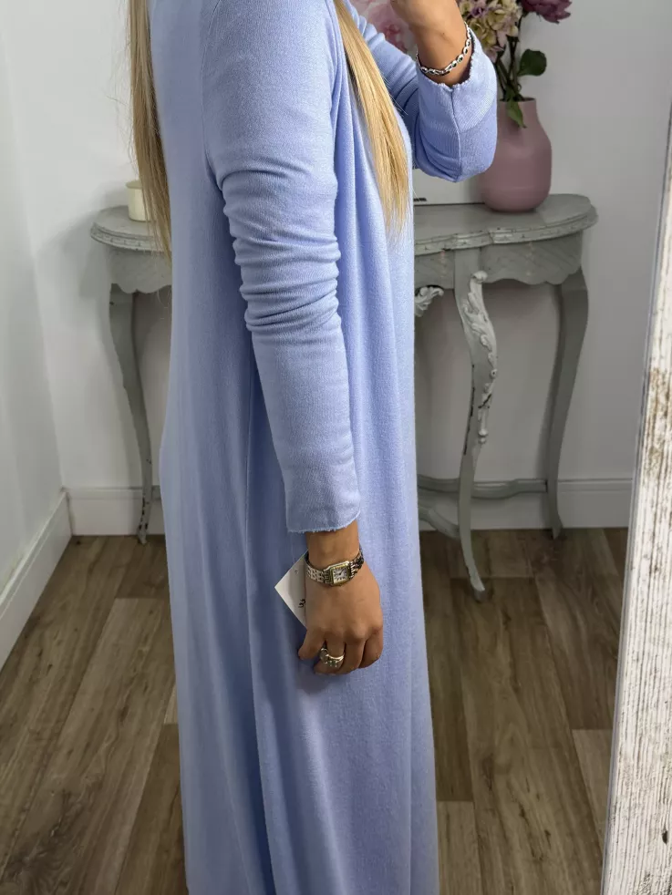 Conjunto cardigan y vestido punto azul celeste