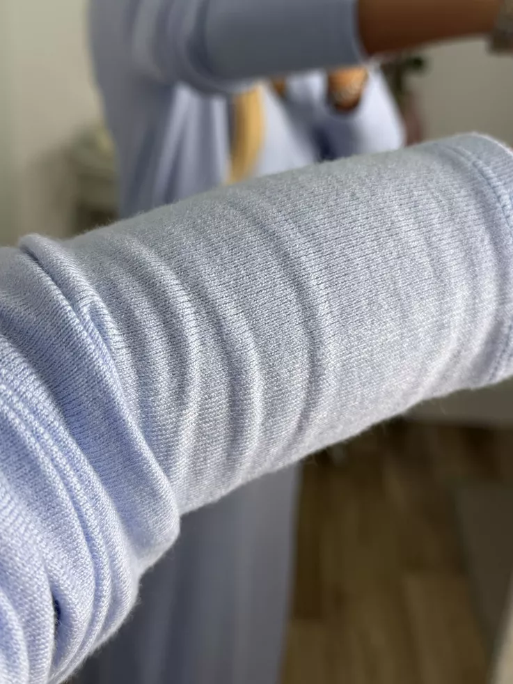 Conjunto cardigan y vestido punto azul celeste