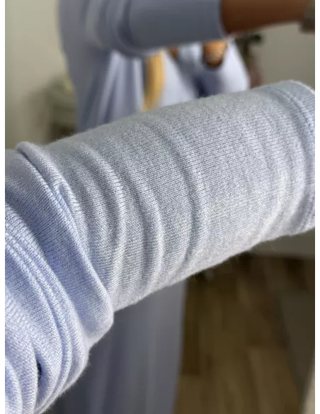 Conjunto cardigan y vestido punto azul celeste