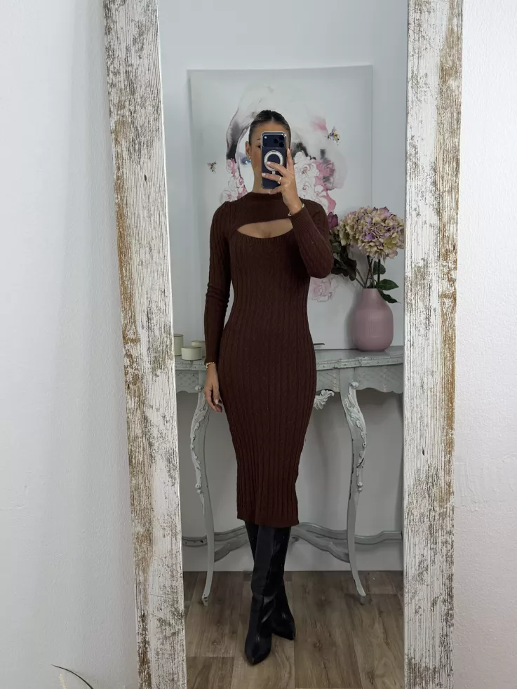 Vestido Óvalo trenzado marrón