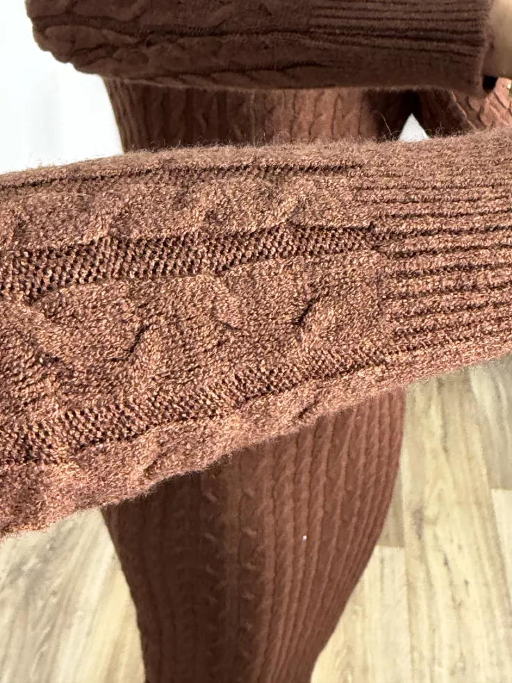 Vestido Óvalo trenzado marrón