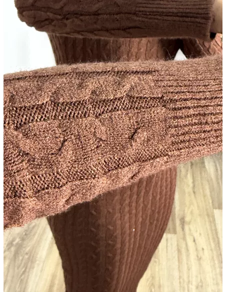Vestido Óvalo trenzado marrón