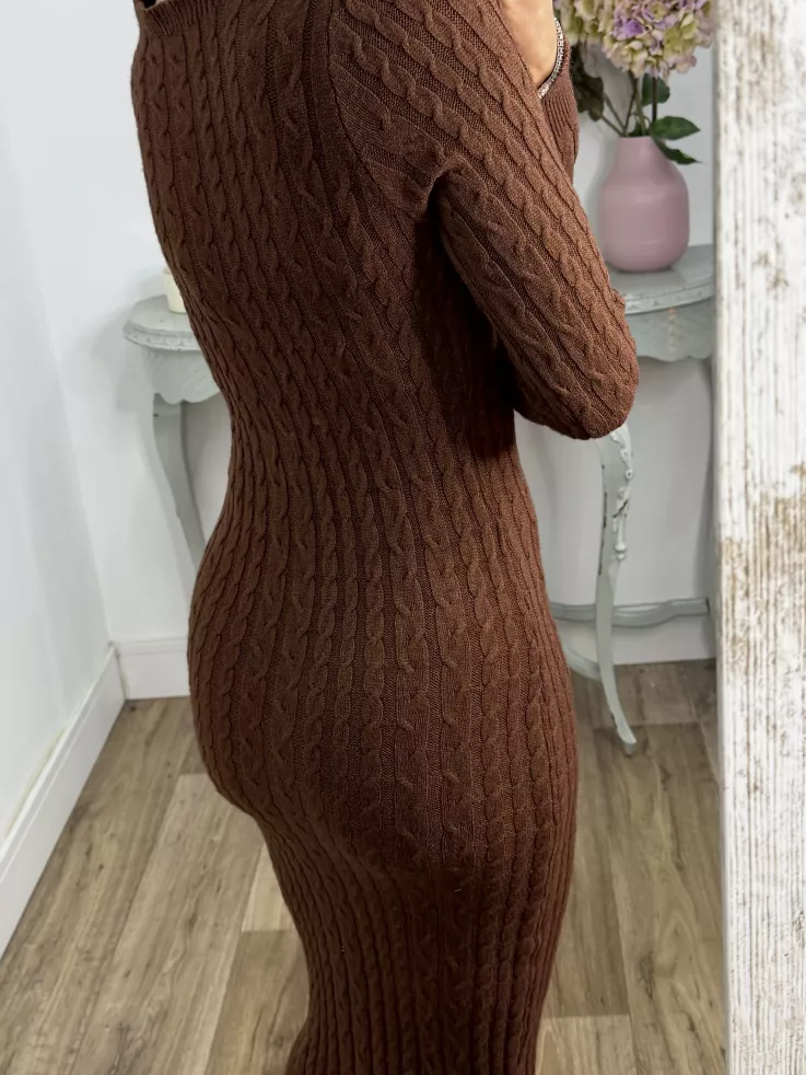 Vestido Óvalo trenzado marrón