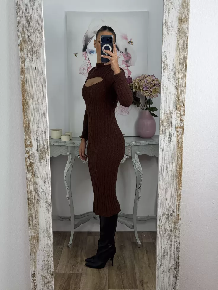 Vestido Óvalo trenzado marrón