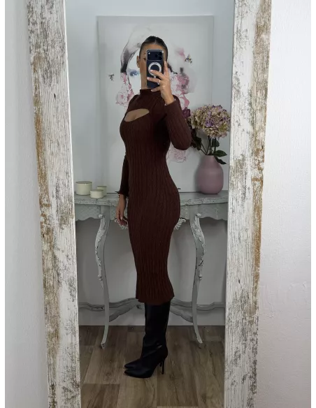 Vestido Óvalo trenzado marrón