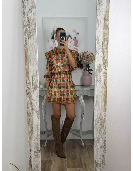 Vestido Colres tono naranja