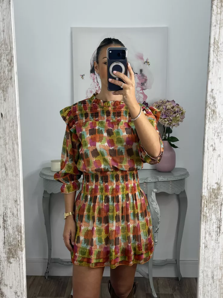 Vestido Colres tono naranja